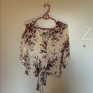 Chic Floral Tie-Front Blouse